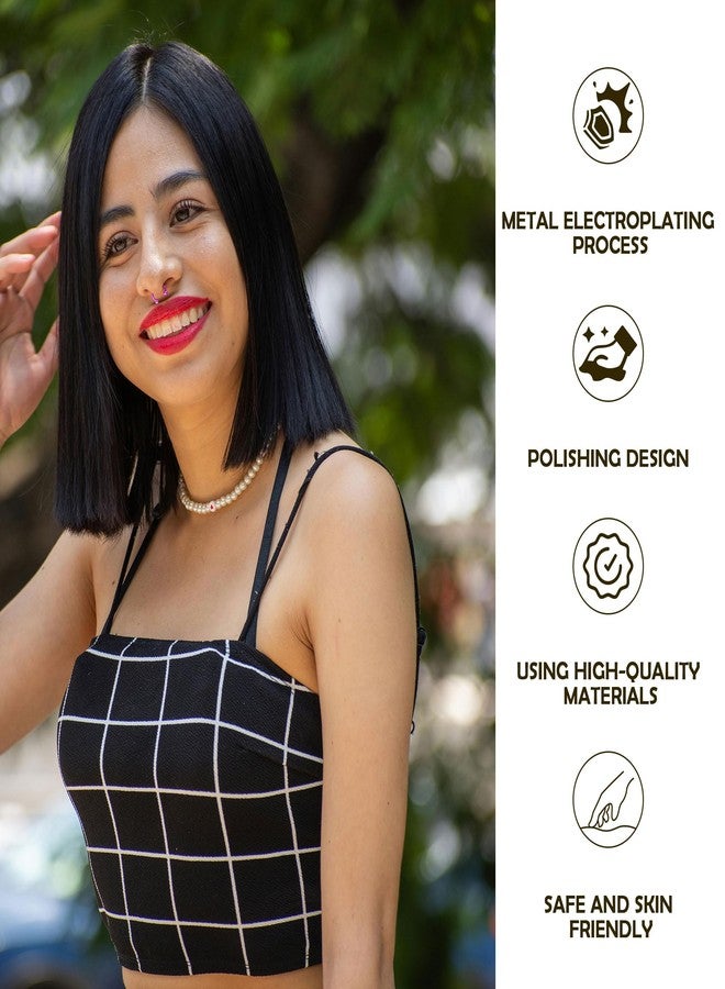 BLISI 8PCS Titanium Pink Septum Rings 16g Septum Jewelry 6mm/8mm/10mm/12mm Smiley Piercing Jewelry Horseshoe Earrings Septum Nose Rings - Image 5